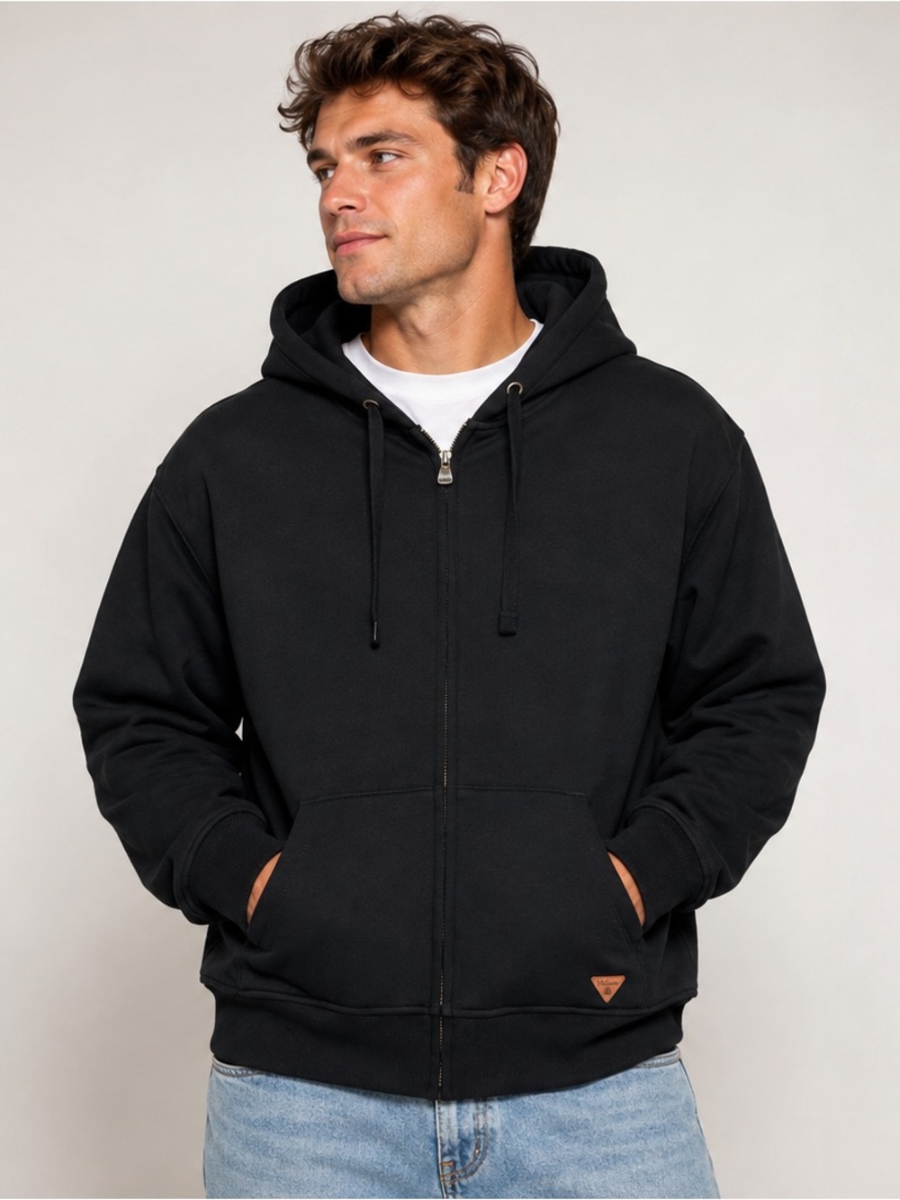 NWT Vintage Black Full-Zip Hooded Sweatshirt